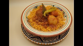 Cheveux d'ange à la sauce, دويدة مفورة بالدجاج