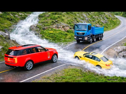 Cars vs Fast Flowing River Challenge #5 in BeamNG Drive!