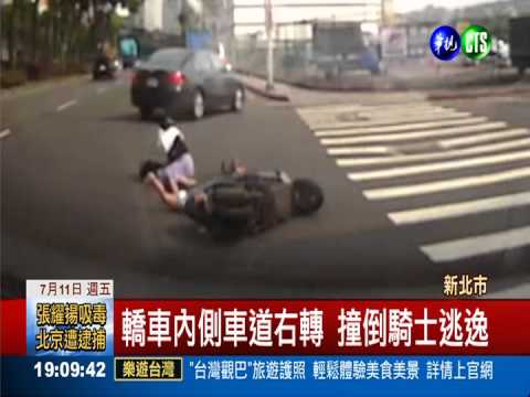 轎車內側車道右轉 撞傷嬤孫肇逃