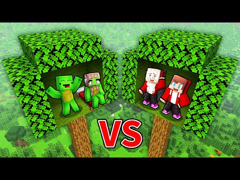 Mikey Family vs JJ Family House inside a Tree in Minecraft (Maizen)