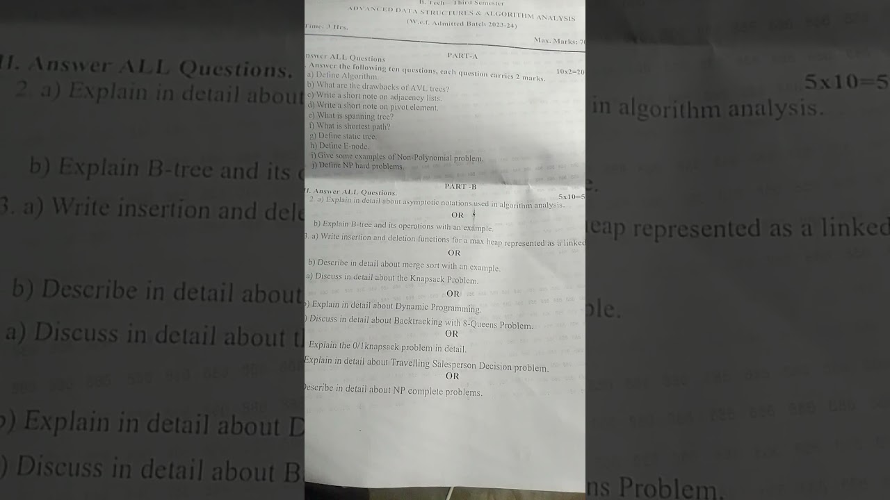 Advanced data structures and algorithm analysis #adikavinannayauniversity #exam #books#cse#Ai
