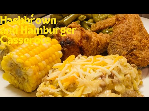 CHEESY HASH BROWN AND HAMBUGER CASSEROLE