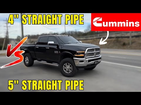 RAM 2500 6.7L Cummins Diesel: 4 In vs 5 In Straight Pipes!