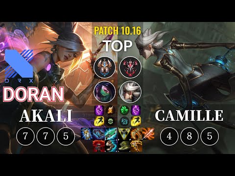 DRX Doran Akali vs Camille Top - KR Patch 10.16