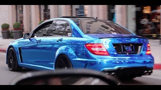 preview picture of video 'C63 AMG Sedan with Blue Chrome wrap cruising in Beverly Hills, CA'