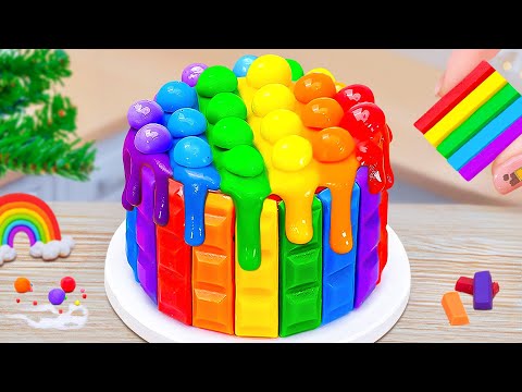 Rainbow Cake Using KITKAT - OREO - DAIRY MILK 🌈 Petite Baker Making Rainbow Cake 🎂 Easy Mini Cake