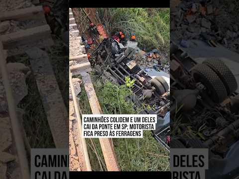 Caminhão cai de ponte em Ribeirão Bonito 🚨 Motorista preso às ferragens