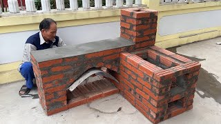 Build A Outdoor Wood Stove With Perfect Table For Graden From Bricks And Cement - Diy Connstruction