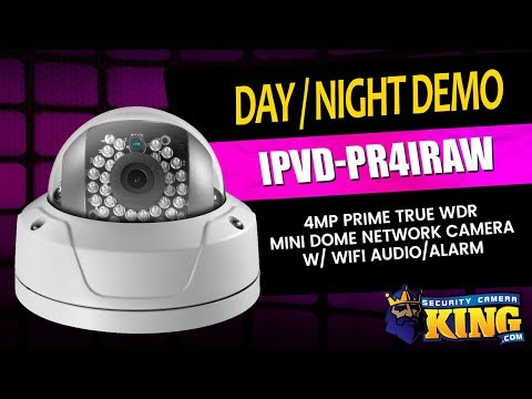 DAY/NIGHT IR DEMO - IPVD PR4IRAW - 4MP Prime True WDR Mini Dome Network Camera w/ WiFi Audio/Alarm