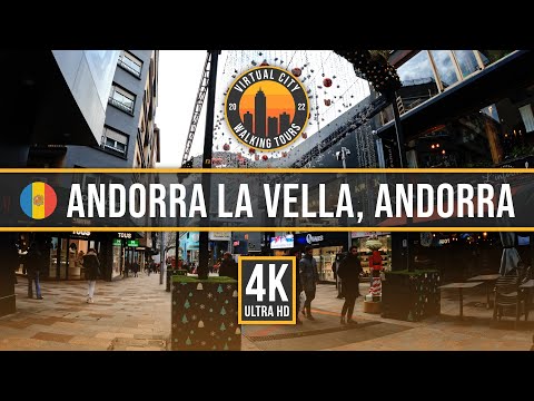 🇦🇩 ANDORRA LA VELLA, ANDORRA – Festive Winter City Walk [4K]