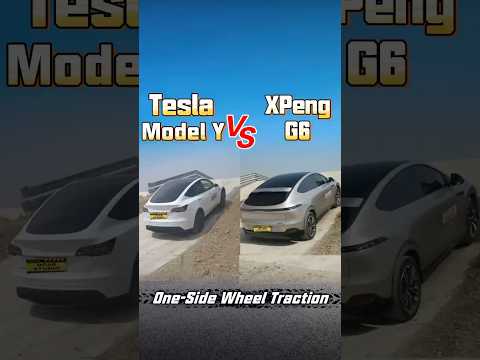 Thumbnail for Tesla Model Y VS XPeng G6 One-Side Wheel Traction #tesla #offroad #suv by XPeng