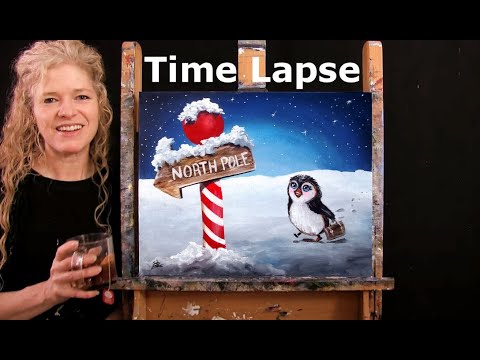 TIME LAPSE - Learn How to Paint HEADING NORTH with Acrylic - Fun Step by Step Animal Tutorial