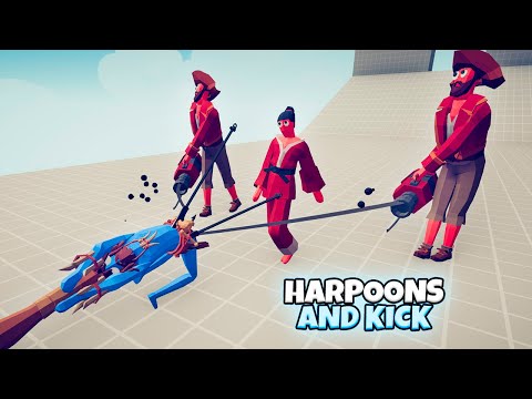 HARPOONS AND KICK. 2 HARPOONERS and TAEKWONDO vs UNITS | Totally Accurate Battle Simulator Gameplay