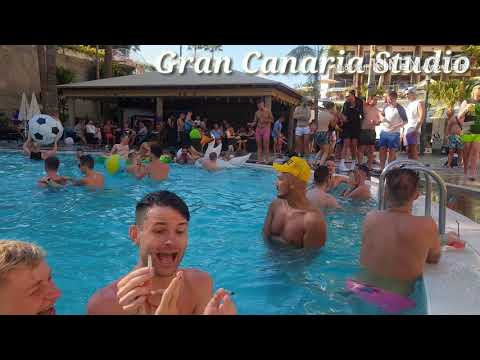 Maspalomas Pride 2019 featuring six pack zone,drag queens,stage show,pool party,and pub nights