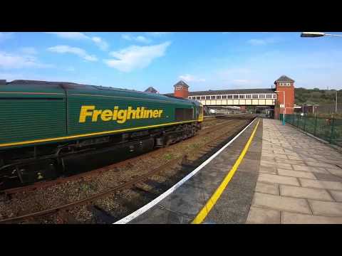 Freightliner 66519 and 66538 Pull a Ballast through Bangor 22/4/19 (GoPro)
