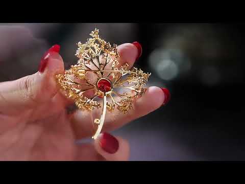 Crystal Maple Leaf Brooch