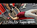17 Year old benches 325lbs for reps *INSANE*