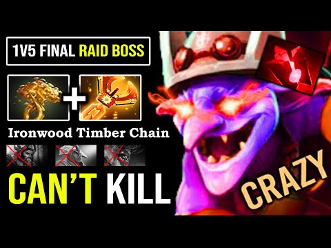 1v5 FINAL RAID BOSS Even an Army Can't Stop Him with 200 IQ Ironwood Timber Chain & RAMPAGE DotA 2