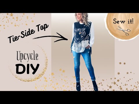 How to Sew a Plain Sweatshirt Into An Edgy Tie Side Top | Upcycle DIY