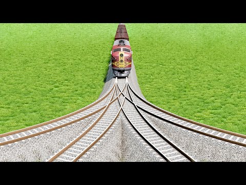 Impossible Four Diverging Rail Tracks Vs Trains Crossing - BeamNG.Drive
