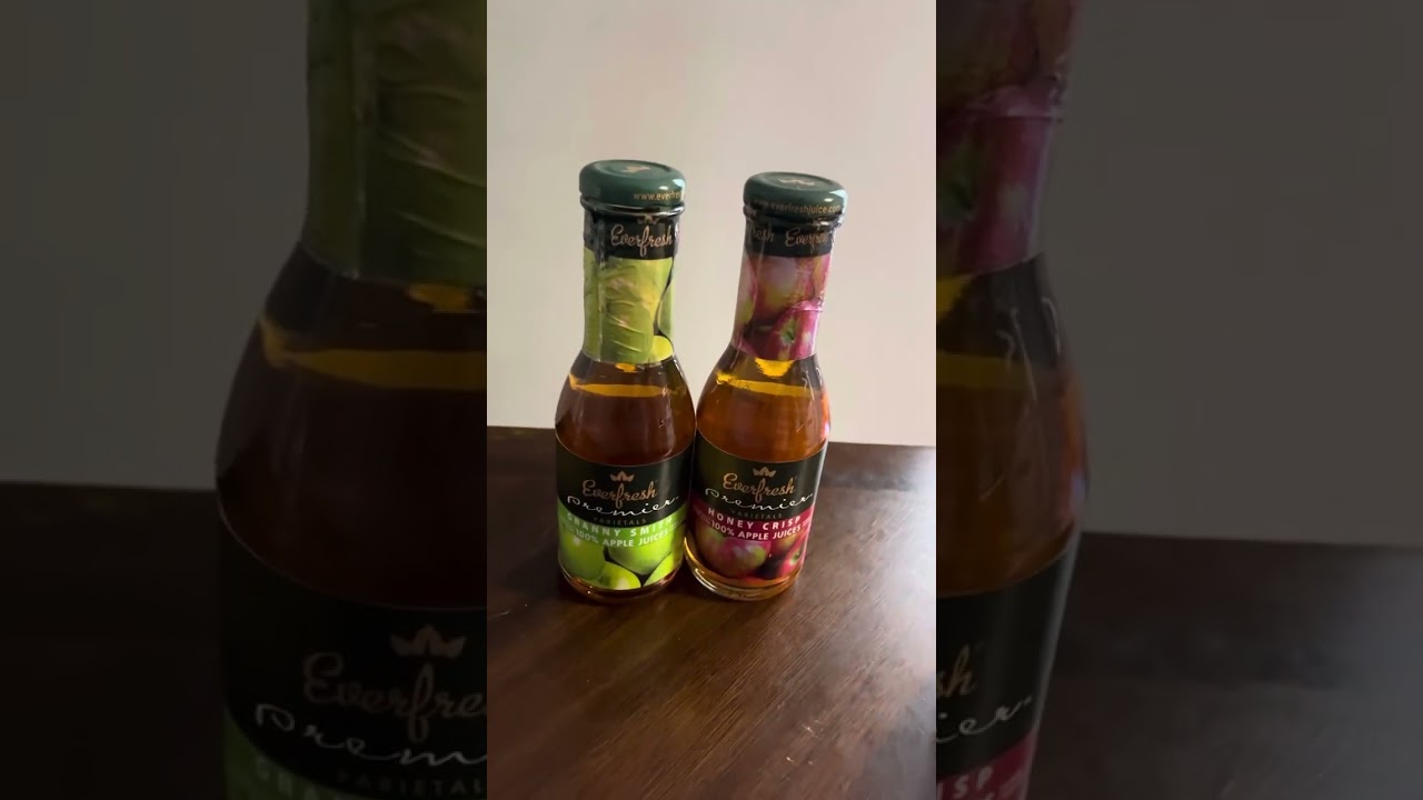 Trying these Fresh squeezed APPLE JUICE (Granny smith, Golden delicious, And Honey Crisp.)