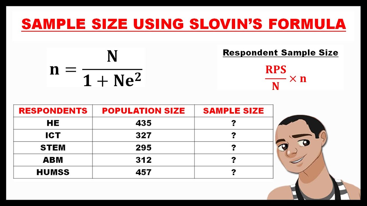THE SLOVIN'S FORMULA || COMPUTING THE SAMPLE SIZE OF STRATIFIED RANDOM SAMPLING