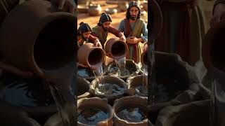 Jesus turns water into wine at a wedding in Cana