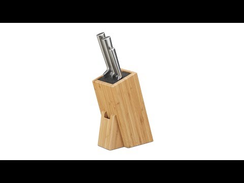 Bambus Messerblock mit Borsten Braun - Bambus - Kunststoff - 11 x 25 x 17 cm