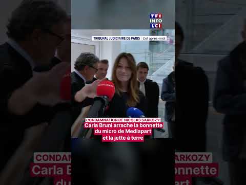 Carla Bruni a retir&eacute; puis jet&eacute; au sol la bonnette du micro de Mediapart &agrave; la sortie de l&rsquo;audience