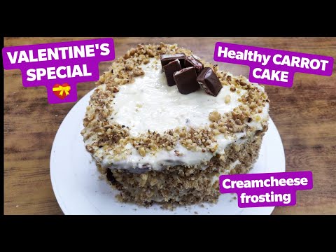 CARROT HEART CAKE  || GAJAR KA HEALTHY CAKE WITH CREAM CHEESE FROSTING || By manmits kitchen