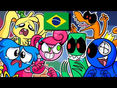 Rainbow Friends Corrompidos vs Poppy Playtime 🎤 Melhores Animações de Friday Night Funkin