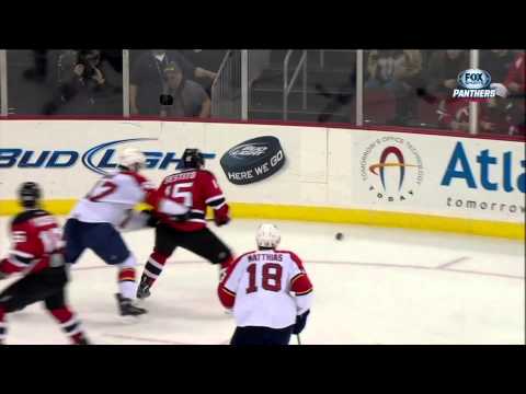Colby Robak crosschecking major on Tim Sestito Mar 23 2013 Florida Panthers vs NJ Devils NHL Hockey