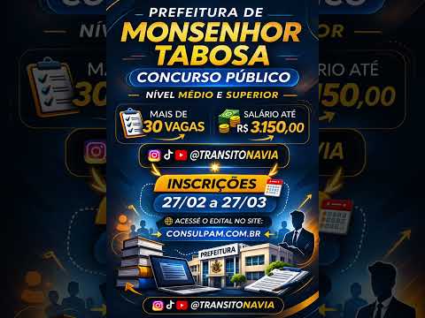 MONSENHOR TABOSA CONCURSO #2026 #concurso #salario #monsenhortabosa #estabilidade