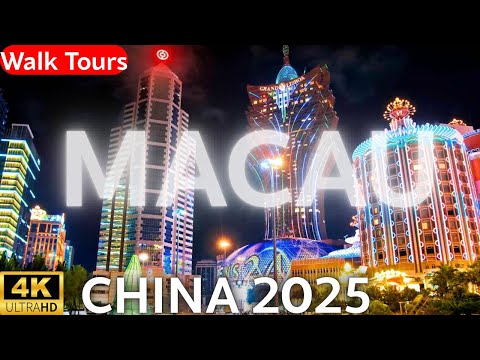 Macau,China -Night Walk Through the Heart of Macao  | 4K HDR Walking Tour