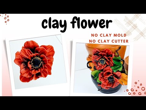 Creating Beautiful Clay Flowers Without Using A Mold #clayflower #nomold #claycraftideas #claycraft