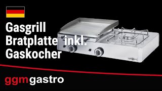 Plaque à griller à gaz avec fourneau à gaz – 6,3 kW – surface de cuisson : 383 × 395 mm