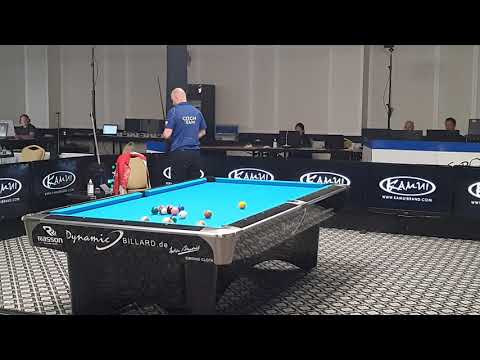 Roman Hybler last two balls European championship 2021 14.1 quarterfinal
