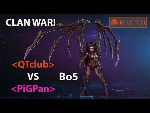 StarCraft 2: QTclub VS PiGPan Bo5 Clan WAR!