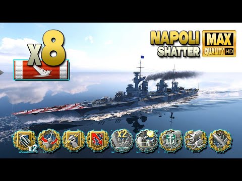 Cruiser Napoli: 8 ships destroyed on map Shatter - World of Warships