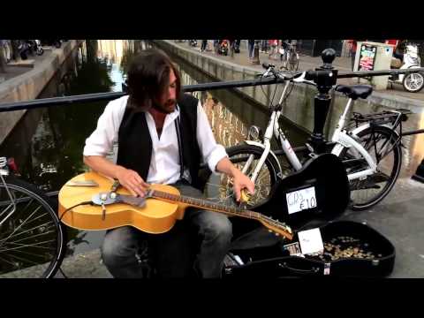 Amazing blues slide guitar - Street Musician