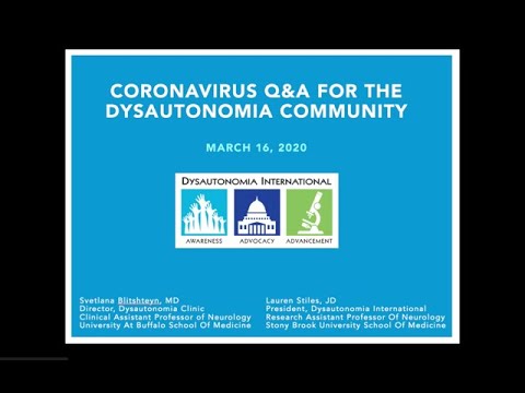 , title : 'Coronavirus Q&A for the Dysautonomia Community'