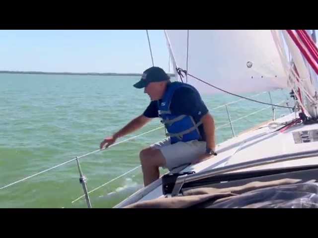 Offshore Sailing School - Adjusting the Fairlead on the Loaded Jib Sheet