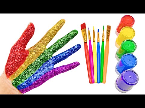 Satisfying Video | How To Make Rainbow Hand Glitter with Paint Color ASMR | Zon Zon