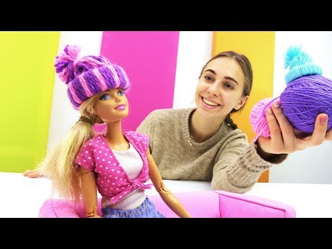 Зимняя шапка для Барби своими руками!