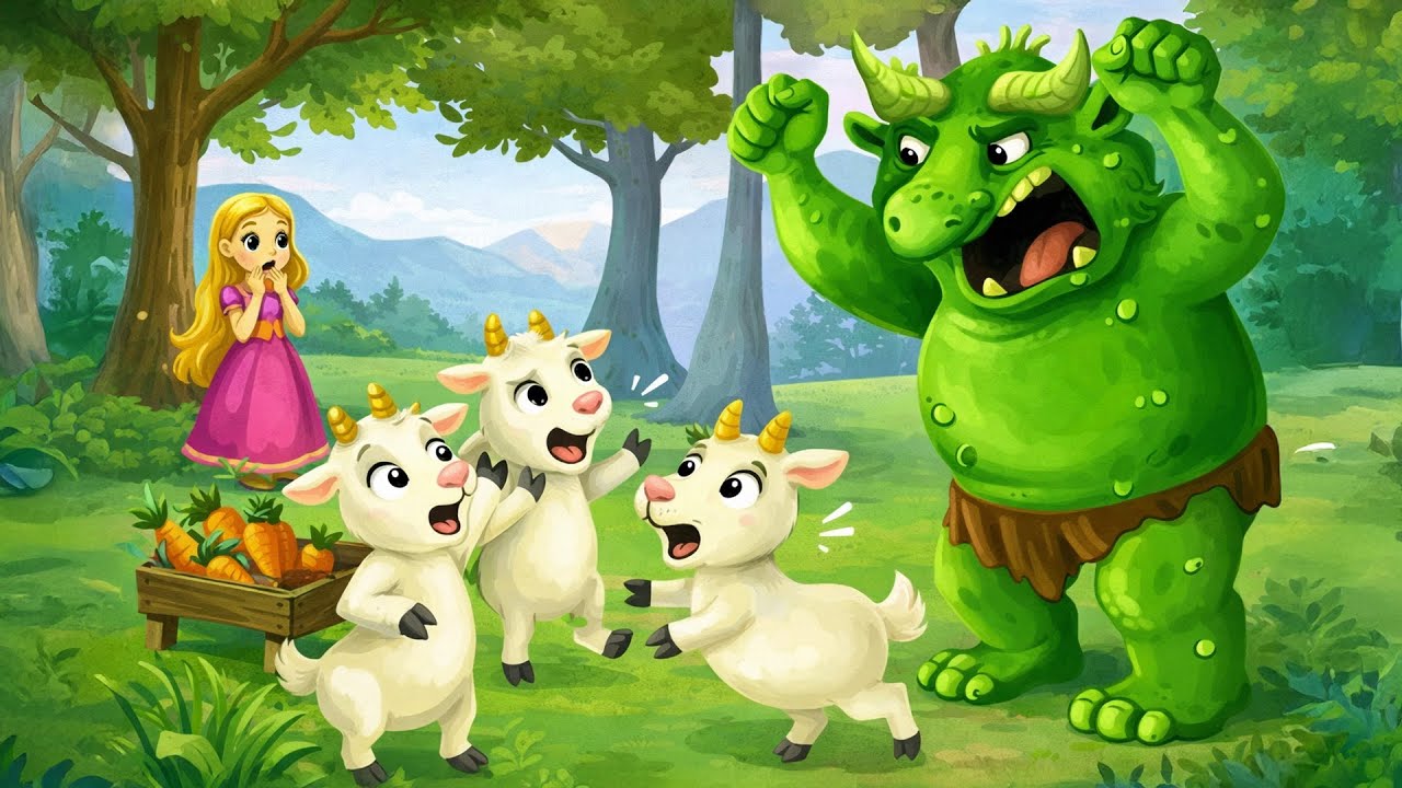 The Ogre and the 3 Billy Goats Gruff | 4 Fairy Tales & Bedtime Stories For Kids | Kiddom Tales