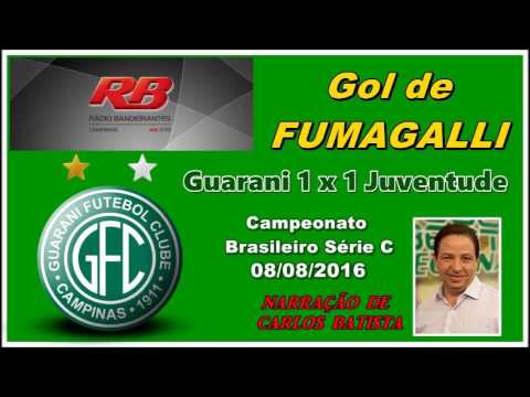 Gol de Fumagalli - Guarani 1 x 1 Juventude - Narração de Carlos Batista. 08/08/2016