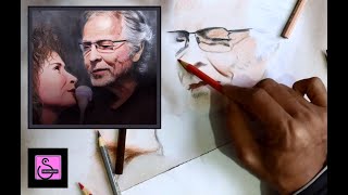 colored pencil with Herb Alpert, face drawing of herb alpert