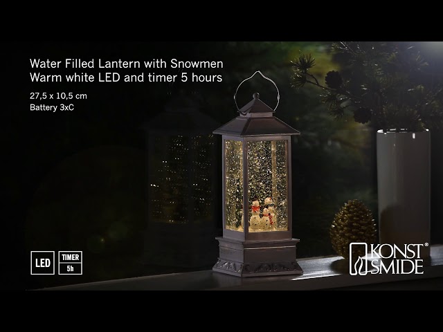 Video Teaser für Konstsmide Water Filled Lantern with Snowmen family motif. 4365-200