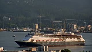 Zaandam Arrives in Vancouver Port | Perfect Dock Spin on a July Morning (Timelapse) Cruise Season 