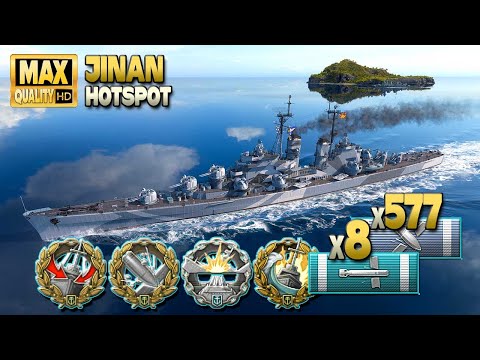 Cruiser Jinan: Dangerous living on map Hotspot - World of Warships